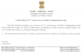 Celebration of 71st Anniversary of India's Independence Day